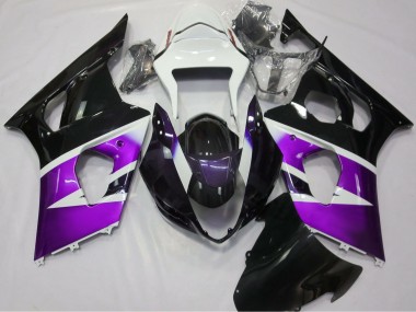 Billige Suzuki GSXR 1000 Motorrad Verkleidung 2003-2004 - Lila Weiss Glanzendes Schwarz