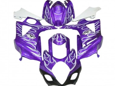Billige Suzuki GSXR 1000 Motorrad Verkleidung 2007-2008 - Lila Weiss Flamme