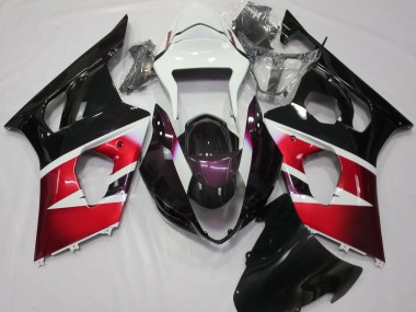 Billige Suzuki GSXR 1000 Motorrad Verkleidung 2003-2004 - Rot Weiss Glanzendes Schwarz