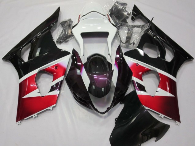 Billige Suzuki GSXR 1000 Motorrad Verkleidung 2003-2004 - Rot Weiss Glanzendes Schwarz