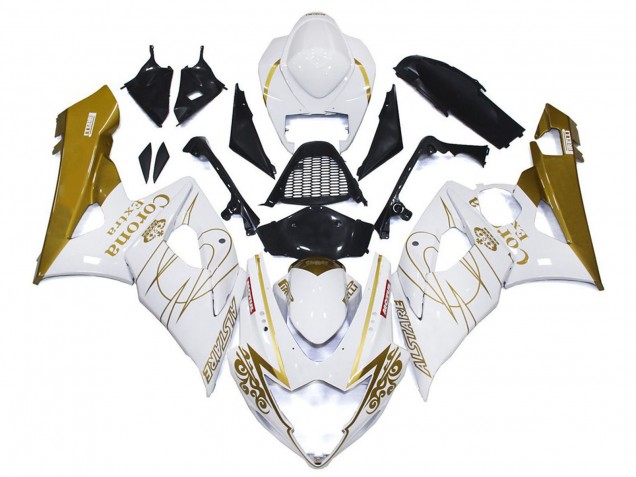 Billige Suzuki GSXR 1000 Motorrad Verkleidung 2005-2006 - Weiss Gold Corona Massgeschneidert