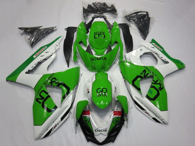 Billige Suzuki GSXR 1000 Motorrad Verkleidung 2009-2016 - Weiss Grun Go Fun