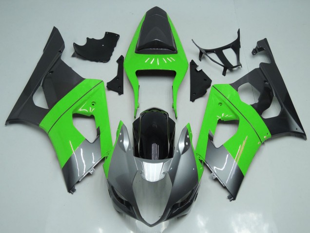 Billige Suzuki GSXR 1000 Motorrad Verkleidung 2003-2004 - Grun Silber Schwarz