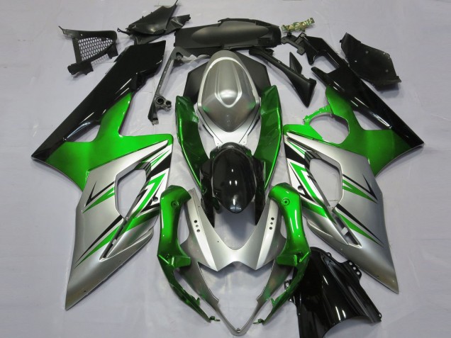 Billige Suzuki GSXR 1000 Motorrad Verkleidung 2005-2006 - Grun Silber Schwarz