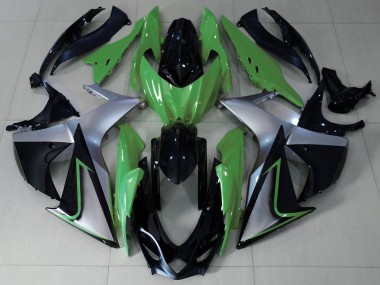 Billige Suzuki GSXR 1000 Motorrad Verkleidung 2009-2016 - Grun Silber Schwarz
