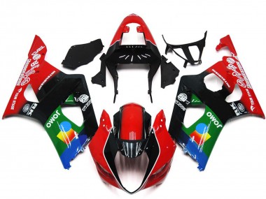 Billige Suzuki GSXR 1000 Motorrad Verkleidung 2003-2004 - Rot Schwarz Grun JOMO