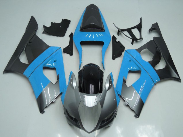 Billige Suzuki GSXR 1000 Motorrad Verkleidung 2003-2004 - Hellblau Silber Schwarz