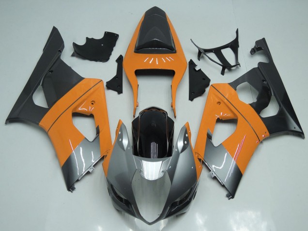 Billige Suzuki GSXR 1000 Motorrad Verkleidung 2003-2004 - Hellorange Silber Schwarz