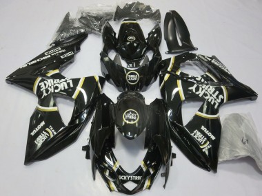 Billige Suzuki GSXR 1000 Motorrad Verkleidung 2009-2016 - Glanzendes Schwarz Lucky Strike