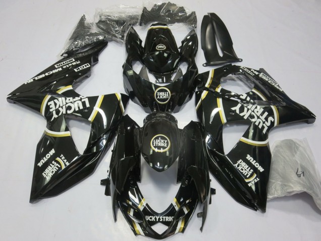 Billige Suzuki GSXR 1000 Motorrad Verkleidung 2009-2016 - Glanzendes Schwarz Lucky Strike