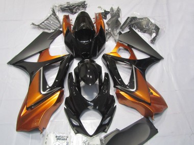 Billige Suzuki GSXR 1000 Motorrad Verkleidung 2007-2008 - Orange Glanzendes Schwarz Matt Schwarz