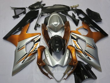 Billige Suzuki GSXR 1000 Motorrad Verkleidung 2005-2006 - Orange Silber Glanzendes Schwarz