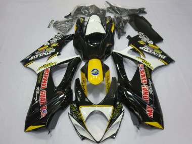 Billige Suzuki GSXR 1000 Motorrad Verkleidung 2007-2008 - Weiss Gelb Rot Schwarz Dunlop