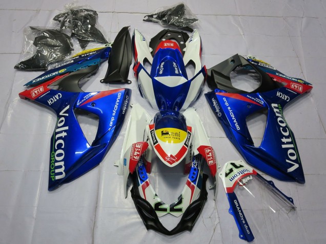 Billige Suzuki GSXR 1000 Motorrad Verkleidung 2009-2016 - Weiss Blau Gelb Rot Voltcom 22