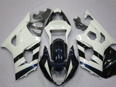 Billige Suzuki GSXR 1000 Motorrad Verkleidung 2003-2004 - Weiss Glanzendes Schwarz