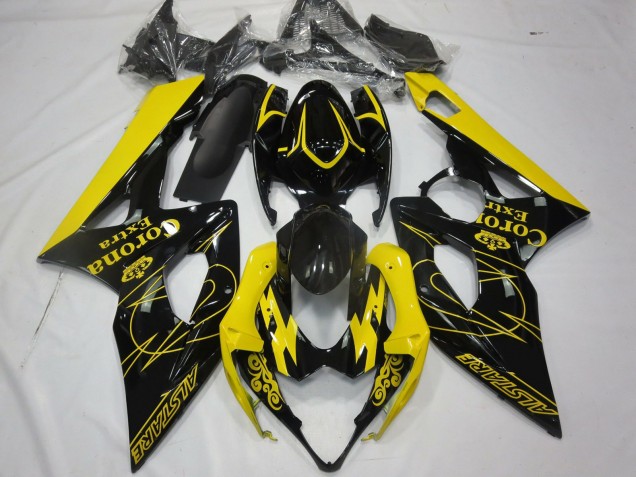 Billige Suzuki GSXR 1000 Motorrad Verkleidung 2005-2006 - Gelb Schwarz Corona Alstare