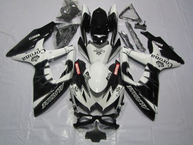 Billige Suzuki GSXR 600 / GSXR 750 Motorrad Verkleidung 2008-2010 - Weiss Schwarz Alstare Corona Motul