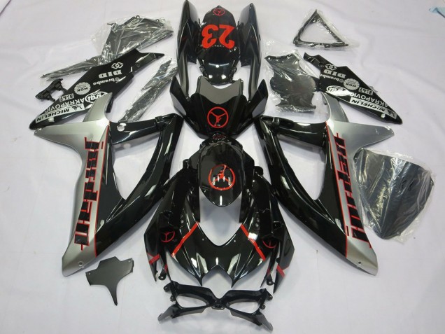 Billige Suzuki GSXR 600 / GSXR 750 Motorrad Verkleidung 2008-2010 - Glanzendes Schwarz Silber Rot Jordan 23