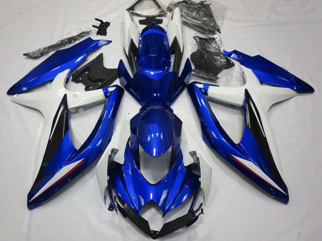 Billige Suzuki GSXR 600 / GSXR 750 Motorrad Verkleidung 2008-2010 - Weiss Blau Schwarz