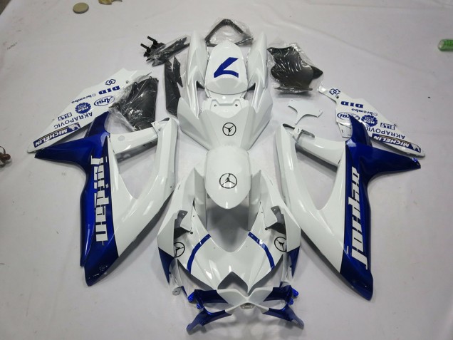 Billige Suzuki GSXR 600 / GSXR 750 Motorrad Verkleidung 2008-2010 - Weiss Blau Jordan