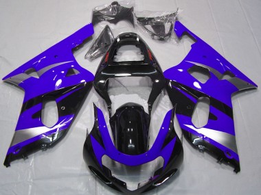 Billige Suzuki GSXR 600 / GSXR 750 Motorrad Verkleidung 2001-2003 - Blau Silber Glanzendes Schwarz OEM Stil