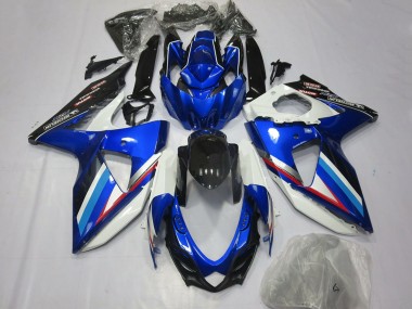 Billige Suzuki GSXR 600 / GSXR 750 Motorrad Verkleidung 2008-2010 - Blau Weiss Glanzendes Schwarz Rot