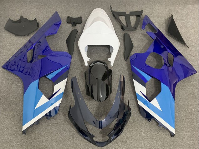 Billige Suzuki GSXR 600 / GSXR 750 Motorrad Verkleidung 2004-2005 - Weiss Blau Schwarz