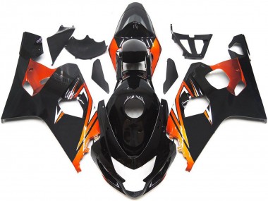 Billige Suzuki GSXR 600 / GSXR 750 Motorrad Verkleidung 2004-2005 - Glanzendes Schwarz Orange OEM Stil