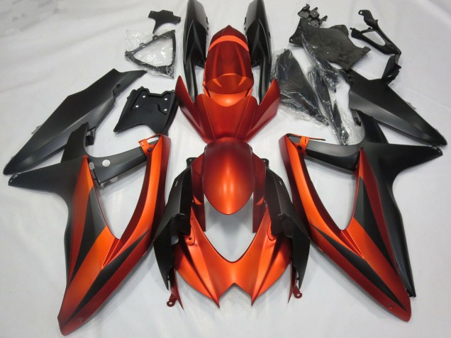 Billige Suzuki GSXR 600 / GSXR 750 Motorrad Verkleidung 2008-2010 - Burnt Orange Matt Schwarz