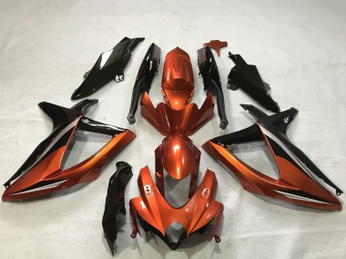 Billige Suzuki GSXR 600 / GSXR 750 Motorrad Verkleidung 2008-2010 - Burnt Orange Glanzendes Schwarz