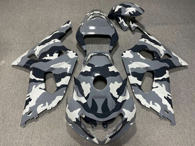 Billige Suzuki GSXR 600 / GSXR 750 Motorrad Verkleidung 2001-2003 - Grau Schwarz Weiss Camouflage