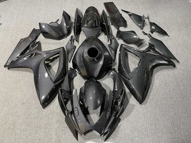 Billige Suzuki GSXR 600 / GSXR 750 Motorrad Verkleidung 2006-2007 - Schwarzer Carbonfaser Stil