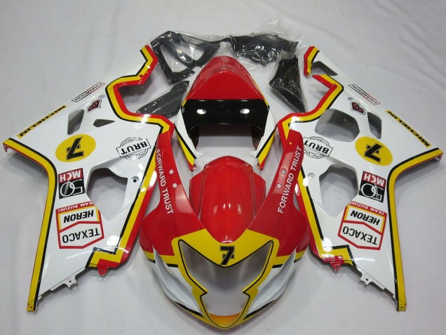 Billige Suzuki GSXR 600 / GSXR 750 Motorrad Verkleidung 2004-2005 - Weiss Rot Gelb