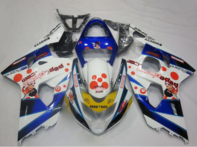 Billige Suzuki GSXR 600 / GSXR 750 Motorrad Verkleidung 2004-2005 - Weiss Blau Rot Gelb Schwarz Dunkel Dog