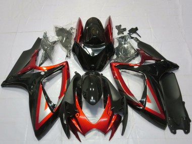 Billige Suzuki GSXR 600 / GSXR 750 Motorrad Verkleidung 2006-2007 - Glanzendes Schwarz Rot Silber