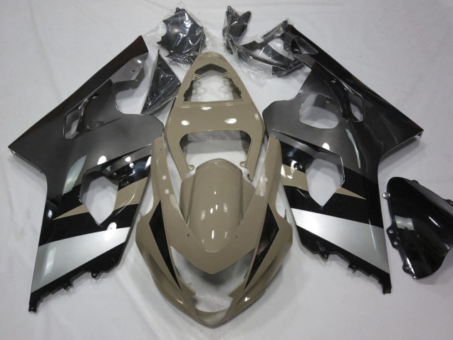 Billige Suzuki GSXR 600 / GSXR 750 Motorrad Verkleidung 2004-2005 - Wustenbraun Silber Schwarz