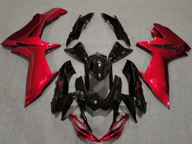 Billige Suzuki GSXR 600 / GSXR 750 Motorrad Verkleidung 2011-2024 - Rot Glanzendes Schwarz