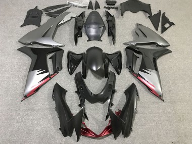 Billige Suzuki GSXR 600 / GSXR 750 Motorrad Verkleidung 2011-2024 - Grau Silber Glanzendes Schwarz