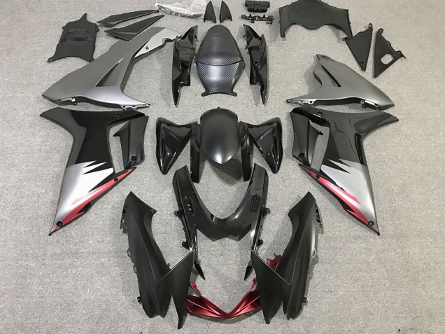 Billige Suzuki GSXR 600 / GSXR 750 Motorrad Verkleidung 2011-2024 - Grau Silber Glanzendes Schwarz