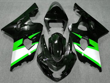 Billige Suzuki GSXR 600 / GSXR 750 Motorrad Verkleidung 2004-2005 - Glanzendes Schwarz Grun Weiss