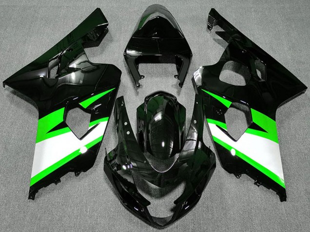 Billige Suzuki GSXR 600 / GSXR 750 Motorrad Verkleidung 2004-2005 - Glanzendes Schwarz Grun Weiss
