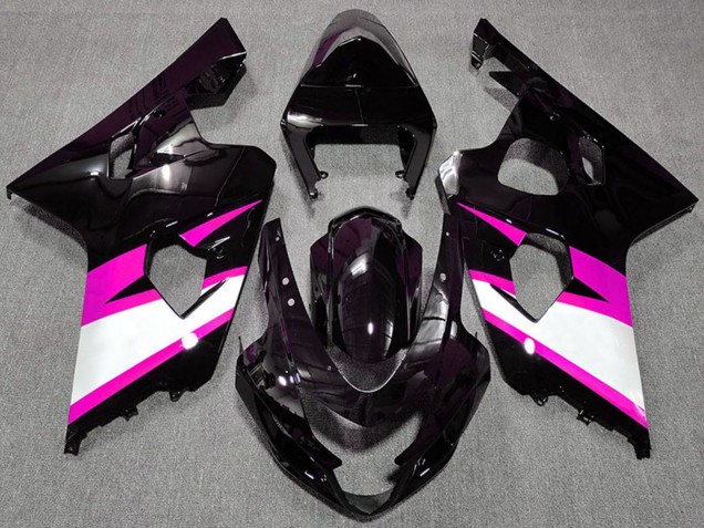 Billige Suzuki GSXR 600 / GSXR 750 Motorrad Verkleidung 2004-2005 - Glanzendes Schwarz Rosa Weiss