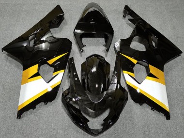 Billige Suzuki GSXR 600 / GSXR 750 Motorrad Verkleidung 2004-2005 - Glanzendes Schwarz Gelb Weiss