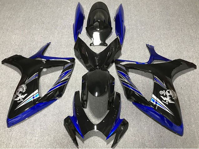 Billige Suzuki GSXR 600 / GSXR 750 Motorrad Verkleidung 2006-2007 - Blau Glanzendes Schwarz