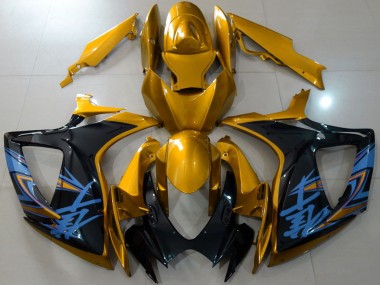 Billige Suzuki GSXR 600 / GSXR 750 Motorrad Verkleidung 2006-2007 - Gold Schwarz Blau