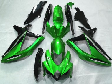 Billige Suzuki GSXR 600 / GSXR 750 Motorrad Verkleidung 2008-2010 - Grun Silber Glanzendes Schwarz