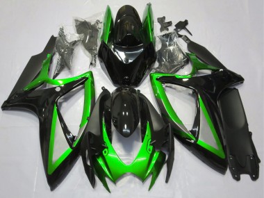 Billige Suzuki GSXR 600 / GSXR 750 Motorrad Verkleidung 2006-2007 - Grun Glanzendes Schwarz Matt Schwarz