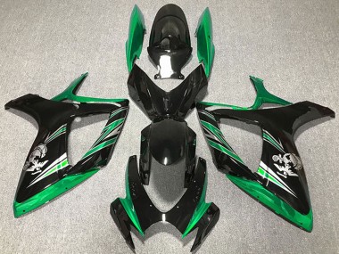 Billige Suzuki GSXR 600 / GSXR 750 Motorrad Verkleidung 2006-2007 - Grun Glanzendes Schwarz