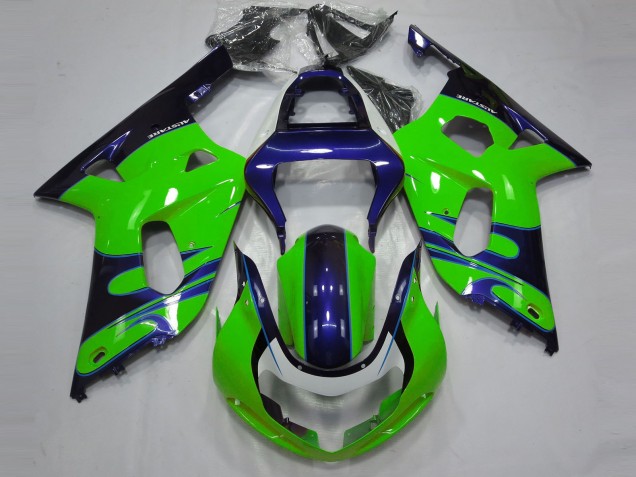 Billige Suzuki GSXR 600 / GSXR 750 Motorrad Verkleidung 2001-2003 - Grun Blau Schwarz