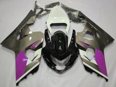 Billige Suzuki GSXR 600 / GSXR 750 Motorrad Verkleidung 2004-2005 - Weiss Rosa Grau Glanzendes Schwarz